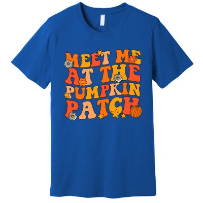 Meet Me At The Pumpkin Patch Groovy Fall Autumn Halloween Gift Premium T-Shirt