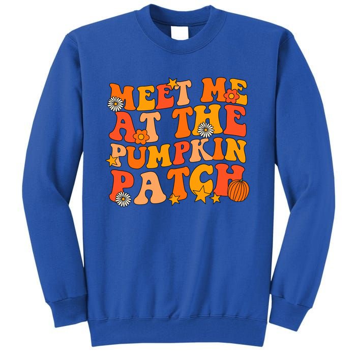 Meet Me At The Pumpkin Patch Groovy Fall Autumn Halloween Gift Tall Sweatshirt