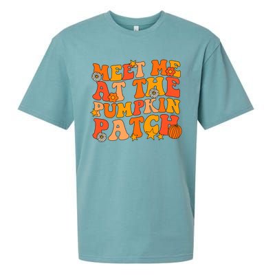 Meet Me At The Pumpkin Patch Groovy Fall Autumn Halloween Gift Sueded Cloud Jersey T-Shirt