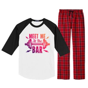 Meet Me At The Bar Funny Gym Sport Fitness Quote Pun Cool Gift Raglan Sleeve Pajama Set