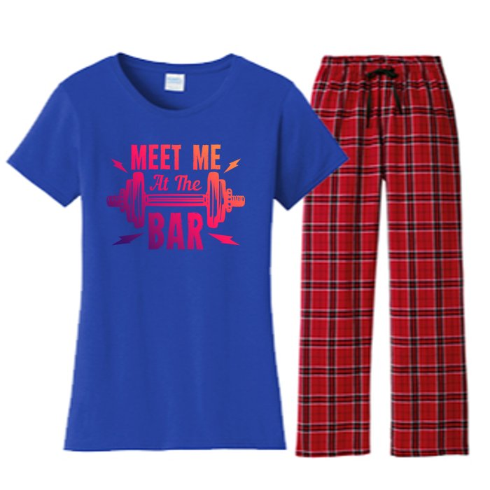 Meet Me At The Bar Funny Gym Sport Fitness Quote Pun Cool Gift Women's Flannel Pajama Set