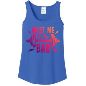 Meet Me At The Bar Funny Gym Sport Fitness Quote Pun Cool Gift Ladies Essential Tank