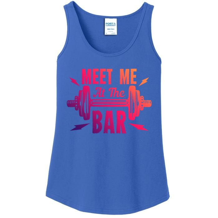 Meet Me At The Bar Funny Gym Sport Fitness Quote Pun Cool Gift Ladies Essential Tank