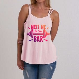 Meet Me At The Bar Funny Gym Sport Fitness Quote Pun Cool Gift Women's Strappy Tank