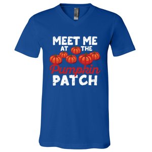 Meet Me At The Pumpkin Patch Funny Fall Thanksgiving Turkey Gift V-Neck T-Shirt