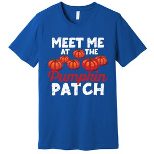 Meet Me At The Pumpkin Patch Funny Fall Thanksgiving Turkey Gift Premium T-Shirt