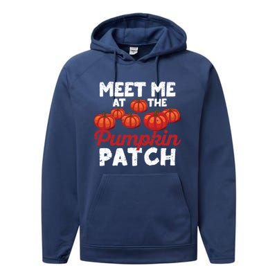 Meet Me At The Pumpkin Patch Funny Fall Thanksgiving Turkey Gift Performance Fleece Hoodie