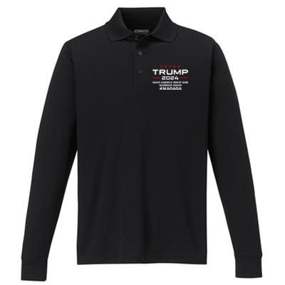 Magaga Make America Great And Glorious Again Trump 2024 Performance Long Sleeve Polo