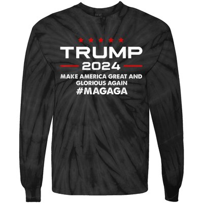 Magaga Make America Great And Glorious Again Trump 2024 Tie-Dye Long Sleeve Shirt