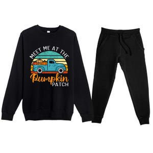 Meet Me at The Pumpkin Patch Thanksgiving Fall Premium Crewneck Sweatsuit Set