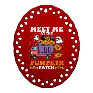 Meet Me At The Pumpkin Patch Halloween Jack O Lantern Meaningful Gift Ceramic Oval Ornament