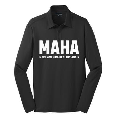 Maha Make America Healthy Again Silk Touch Performance Long Sleeve Polo