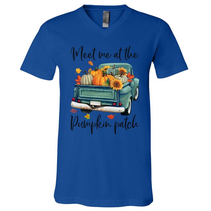 Meet Me At The Pumpkin Patch Halloween Thanksgiving Great Gift V-Neck T-Shirt