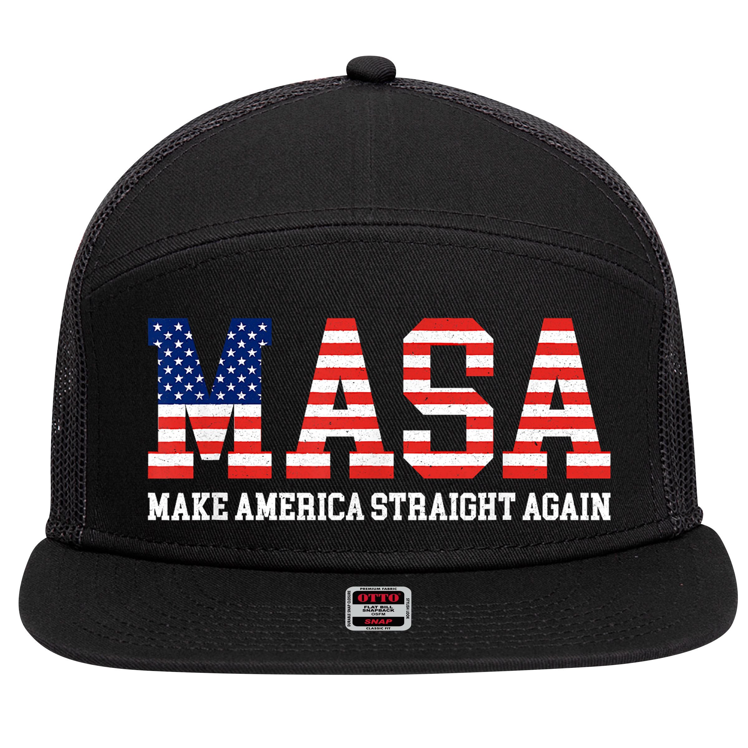 MASA Make America Straight Again 7 Panel Mesh Trucker Snapback Hat