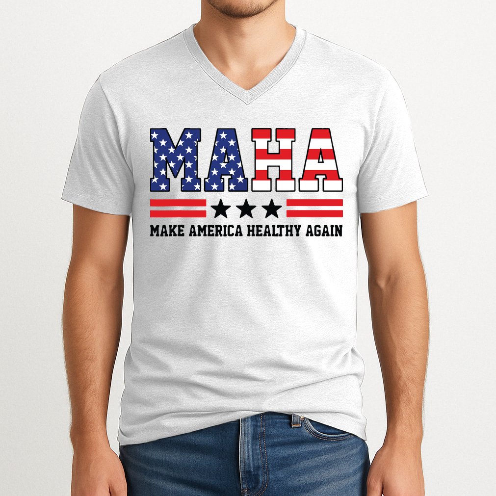 Maha Make America Healthy Again Us Patriotic V-Neck T-Shirt