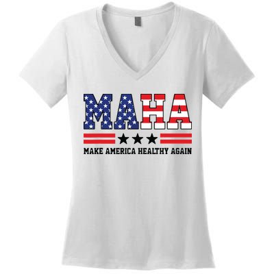 Maha Make America Healthy Again Us Patriotic Women's V-Neck T-Shirt