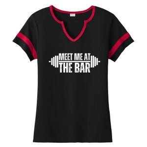 Meet Me At The Bar Weightlifter Cute Gym Lover Workout Funny Gift Ladies Halftime Notch Neck Tee