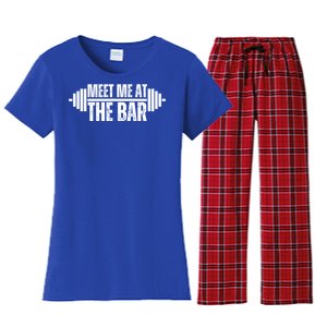 Meet Me At The Bar Weightlifter Cute Gym Lover Workout Funny Gift Women's Flannel Pajama Set