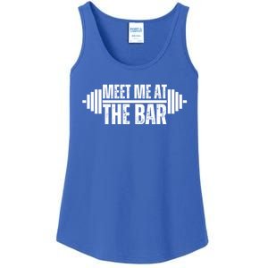 Meet Me At The Bar Weightlifter Cute Gym Lover Workout Funny Gift Ladies Essential Tank