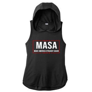 MASA Make America Straight Again Political Funny Sarcastic Ladies PosiCharge Tri-Blend Wicking Draft Hoodie Tank