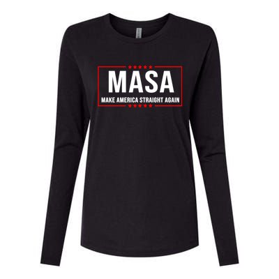 MASA Make America Straight Again Political Funny Sarcastic Womens Cotton Relaxed Long Sleeve T-Shirt