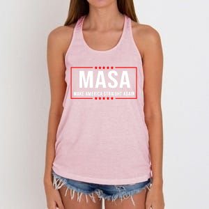 MASA Make America Straight Again Political Funny Sarcastic Women's Knotted Racerback Tank