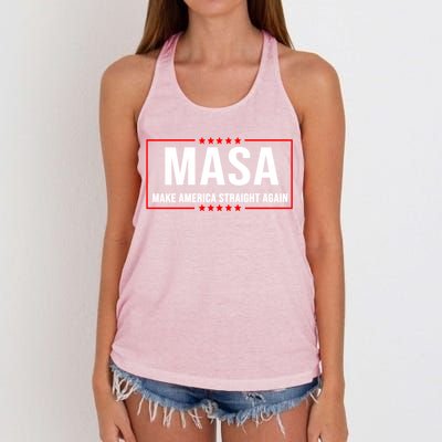 MASA Make America Straight Again Political Funny Sarcastic Women's Knotted Racerback Tank