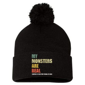 My Monsters Are Real Pom Pom 12in Knit Beanie