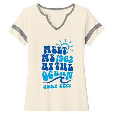 Meet Me At The Ocean Ladies Halftime Notch Neck Tee