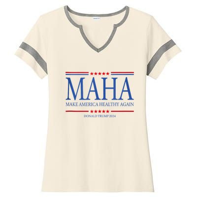 Maha Make America Healthy Ladies Halftime Notch Neck Tee