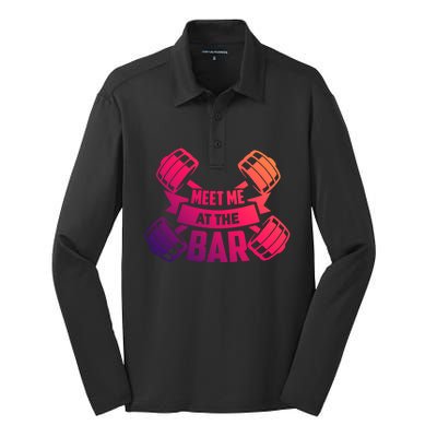 Meet Me At The Bar Workout Gift Silk Touch Performance Long Sleeve Polo