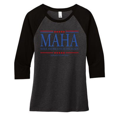 Maha Make America Healthy Women's Tri-Blend 3/4-Sleeve Raglan Shirt