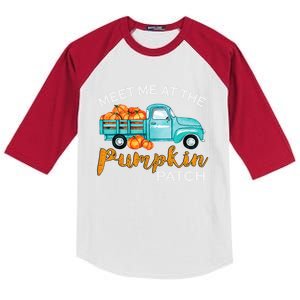 Meet Me At The Pumpkin Patch Pickup Fall Thanksgiving Xmas Gift Kids Colorblock Raglan Jersey