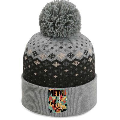 Metal Music Abstract The Baniff Cuffed Pom Beanie