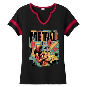 Metal Music Abstract Ladies Halftime Notch Neck Tee