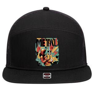 Metal Music Abstract 7 Panel Mesh Trucker Snapback Hat