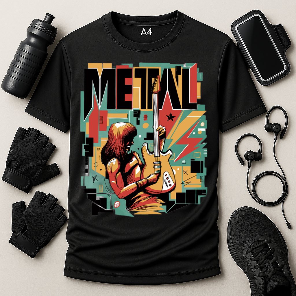 Metal Music Abstract Cooling Performance Crew T-Shirt