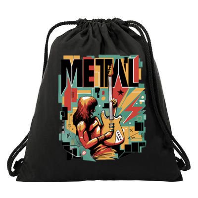 Metal Music Abstract Drawstring Bag