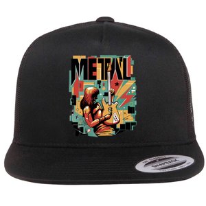 Metal Music Abstract Flat Bill Trucker Hat