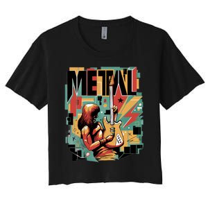 Metal Music Abstract Women's Crop Top Tee