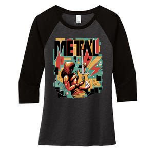 Metal Music Abstract Women's Tri-Blend 3/4-Sleeve Raglan Shirt