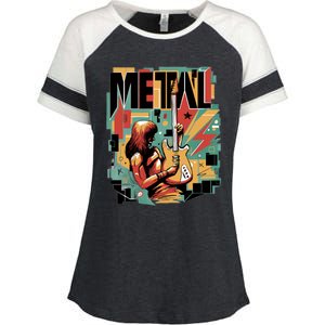 Metal Music Abstract Enza Ladies Jersey Colorblock Tee