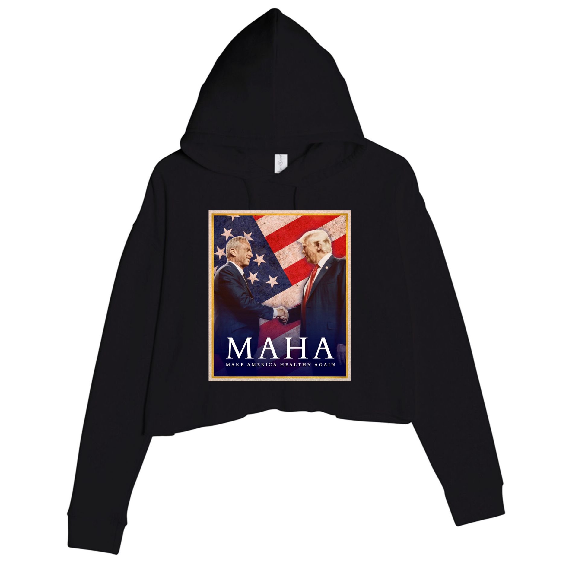 Maha Make America Healthy Again Usa Trump Kennedy Crop Fleece Hoodie