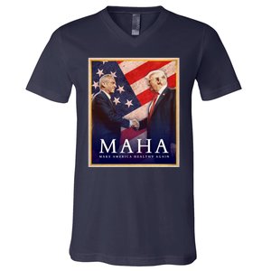 Maha Make America Healthy Again Usa Trump Kennedy V-Neck T-Shirt