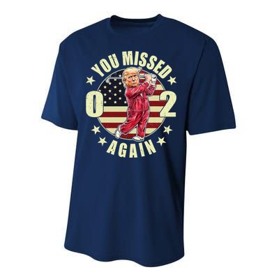 Missed Me Again Donald Trump Golfing Performance Sprint T-Shirt