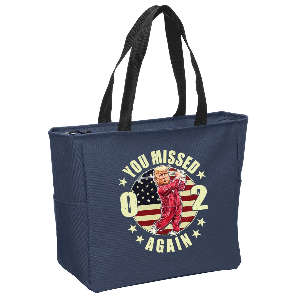 Missed Me Again Donald Trump Golfing Zip Tote Bag