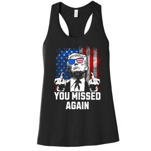 Missed Me Again Trump Golfing Second Assassination Attempt Women's Racerback Tank