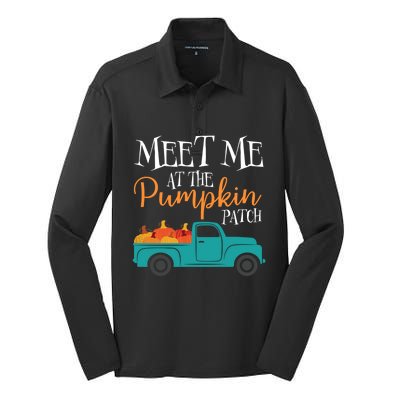 Meet Me At The Pumpkin Patch Love Fall Autumn Holiday Season Cool Gift Silk Touch Performance Long Sleeve Polo