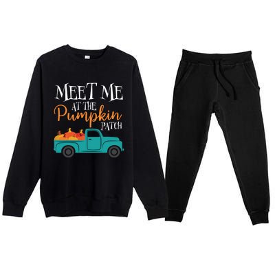 Meet Me At The Pumpkin Patch Love Fall Autumn Holiday Season Cool Gift Premium Crewneck Sweatsuit Set