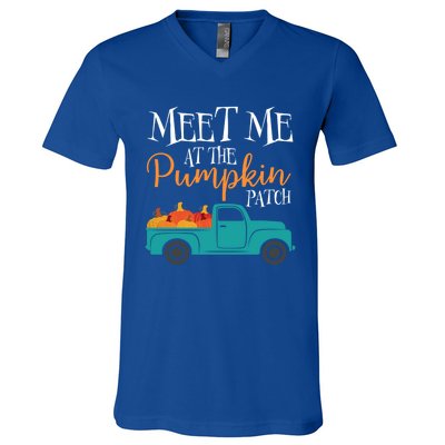 Meet Me At The Pumpkin Patch Love Fall Autumn Holiday Season Cool Gift V-Neck T-Shirt